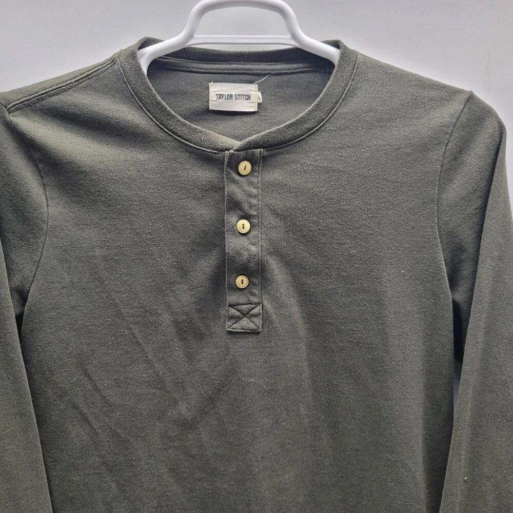 Taylor Stitch Men's Grey/Green Henley 42